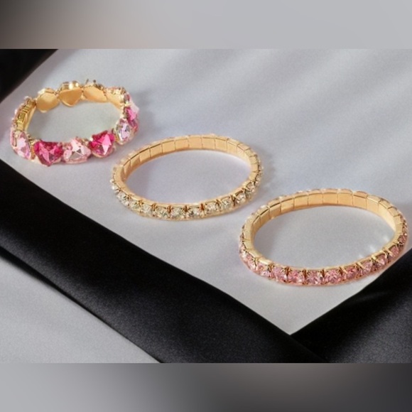 Love Rhinestone Bracelets Set of 3 - Picture 4 of 4